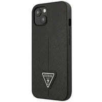 Guess GUHCP14MPSATLK iPhone 14 Plus 6.7 "juodas/juodas kietas dėklas SaffianoTriangle Logo