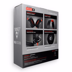 Raudonos ir juodos laidinės ausinės su mikrofonu Turtle Beach Recon 70N, 3,5 mm jungtis