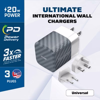 Energizer Ultimate - Multiplug EU / UK / US GaN 20W PD mains įkroviklis (sidabrinis)