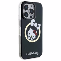 Hello Kitty IML Linksmas kaspinas magnetinis iPhone 16 Pro Max dėklas - juodas
