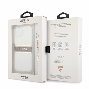 Guess GUHCP13SKB4GBR iPhone 13 mini 5.4" прозрачный жёсткий чехол 4G Brown Strap Charm