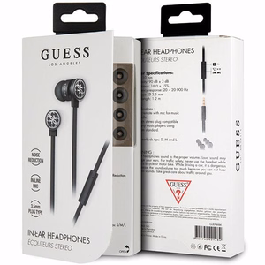 Guess GUEPWIBK laidinės 3,5 mm ausinės, juodos ir sidabrinės