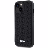 DKNY 3D Guminis dėklas su pasikartojančiu raštu iPhone 15 Plus - juodas