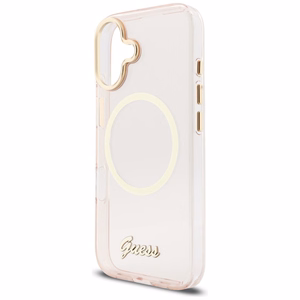 Guess IML Script Metal MagSafe Dėklas for iPhone 17 - rožinis
