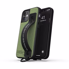 DIESEL Dėklas su dirželiu UTILITY TWILL IPHONE 12 MINI juodas/žalias