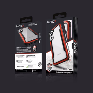 X-Doria Raptic Shield Pro dėklas, skirtas Samsung Galaxy S22+ 5G, su antimikrobine apsauga, raudonas