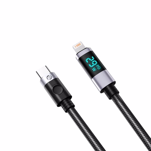 Orico LDC2L USB-C–Lightning PD, 29 W, 480 Mbps laidas su LED ekranu, 2 m – juodas