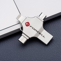 FORCELL F-DATA atmintukas Metal Quad 16GB USB3.2 Gen 1 (USB A / Type C / Lightning / Micro USB) sidabrinis