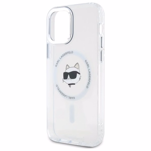 Karl Lagerfeld IML Metalinė Choupette galva MagSafe dėklas iPhone 12 - baltas
