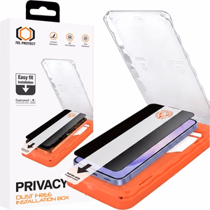 Tel Protect Dust-Free Easy Fit Privacy Titan grūdintas stiklas, skirtas Samsung Galaxy S26 Ultra juodas (su piršto atspaudo atrakinimu)