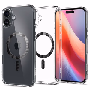 Spigen Ultra Hybrid MagSafe Carbon Fiber dėklas, skirtas iPhone 16 – tamsiai pilka