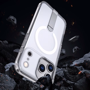 Hybrid Armor X dėklas Samsung Galaxy S25 FE su stovu, suderinamas su MagSafe, skaidrus