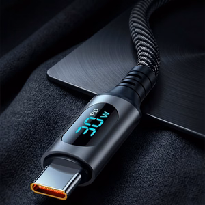 Blavec Zumi pintas laidas USB - Type C QC 30W 3A su LCD ekranu 1m Apple CarPlay/Android Auto juodas