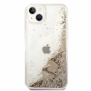 Guess GUOHCP14MGLHFLGO iPhone 14 Plus 6.7 "auksinis / auksinis kietas dėklas Blizgučiai Pakabukai