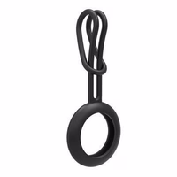 SILICONE ELASTIC dėklas KEY RING PENDANT APPLE AIRTAG LOCATOR juodas