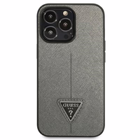 Guess GUHCP14LPSATLG iPhone 14 Pro 6.1 "sidabrinis/sidabrinis kietas dėklas SaffianoTriangle Logo