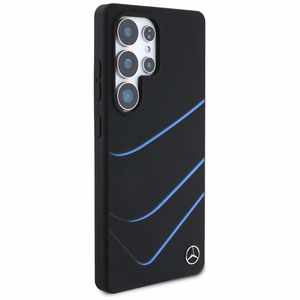 Mercedes Silikoninis Kontrastingos kreivės Magnetinis dėklas Samsung Galaxy S25 Ultra - juodas