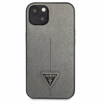 Guess GUHCP14SPSATLG iPhone 14 6.1 "sidabrinis kietas dėklas SaffianoTriangle Logo