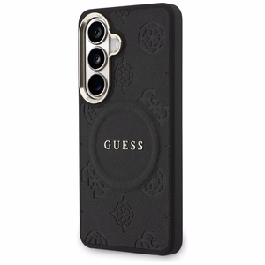 Guess dėklas Saffiano Peony Embossed Ring MagSafe skirtas Samsung Galaxy S26 juodas