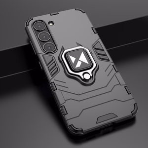 Wozinsky Ring Armor dėklas telefonui Samsung Galaxy S23+ šarvuotas dėklas su magnetiniu laikikliu ir žiedu juodas