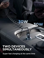 Automobilinis įkroviklis Joyroom JR-CCN04 USB-C/USB-A 60W juodas