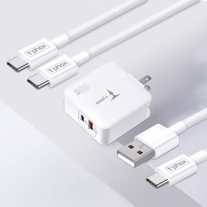 SIENINIS ĮKROVIKLIS T-PHOX MEGA T-PP09 GAN PD 65W USB/USB-C BALTAS