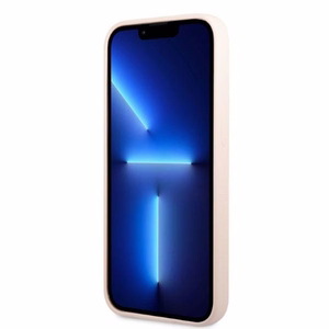 Guess GUHMP13LSPLP iPhone 13 Pro / 13 6.1" rožinis/rožinis kietas dėklas Silikoninis Logo Plate Magnetinis
