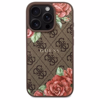 Guess GUHMP16LP4ROPEMCW iPhone 16 Pro 6.3" rudas/rudas kietas dėklas 4G Gėlių Raštas Magnetinis