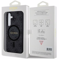 Guess 4G Collection Odinis Metalinis Logotipas Magnetinis dėklas telefonui Samsung Galaxy S24 - juoda