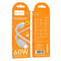 Kabelis USB-C į USB-C Hoco 3A 60W 1 m X113 pilkas