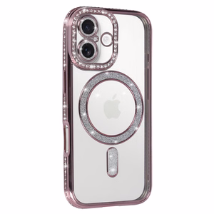 Bling Magsafe rožinis dėklas telefonui iPhone 17