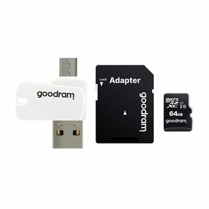 Goodram viskas viename M1A4-0640R12 flash atmintis 64 GB MicroSDXC Class 10 UHS-I + kortelių skaitytuvas