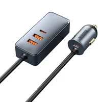 Baseus Share Together automobilinis įkroviklis 2× USB / 2× USB Type C 120W PPS Quick Charge Power Delivery pilkas (CCBT-A0G)