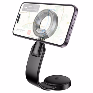 HOCO magnetinis automobilio laikiklis centrinei konsolei suderinamas su MagSafe H71 juodas metalinis pilkas