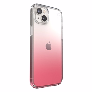 Speck Presidio Perfect-Clear + Ombre case for iPhone 15 Plus / 14 Plus, with Microban antimicrobial protection, Clear / Vintage Rose Fade