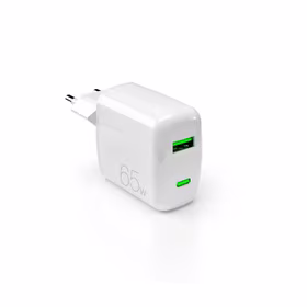 Puro 65W GaN USB-A USB-C sieninis įkroviklis - baltas