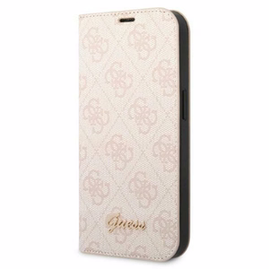 Dėklas telefonui Guess GUBKP14LHG4SHP iPhone 14 Pro 6.1" - rožinis / rožasis logotipas 4G Vintage Gold Logo