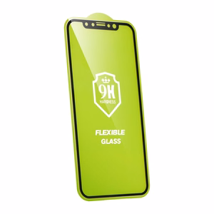 LCD apsauginis stikliukas Bestsuit Flexible Hybrid Glass 5D Apple iPhone 12 Mini pritaikytas dėklui juodas