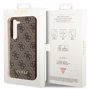 Guess GUHCS23SG4GFBR S23 S911 rudas/rudas kietas dėklas 4G Metal Gold Logo