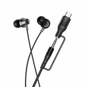 Hoco M119A laidinės ausinės su mikrofonu, 3,5 mm / USB-C jungtis, juodos