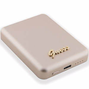 Guess Magnetinė Metalinis Script Logotipas indukcinė išorinė baterija 15W 5000mAh - auksinė