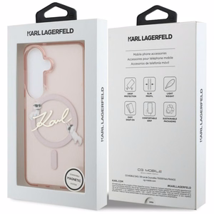 Karl Lagerfeld dėklas IML KC Script MagSafe skirtas Samsung Galaxy S26 rožinis