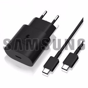 Įkroviklis Samsung EP-TA800B juodas 25W (su pakuote) + Type-C laidas