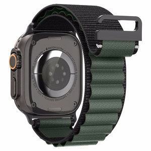 SPIGEN WBF1 dirželis APPLE WATCH 6 / 7 / 8 / 9 / 10 / SE / ULTRA 1 / 2 (44 / 45 / 46 / 49 MM) juodas/žalias