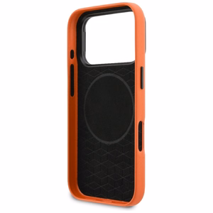 BMW dėklas for IPHONE 17 Pro suderinamas su MagSafe BMHMP17L25PFWKCKO (PU W/ Metal Logo) oranžinis