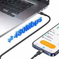 USAMS Laidas USB-C į USB-C 60W 1,2m Fast Charging tamsus SJ724USBSG01 (US-SJ724)