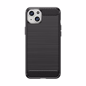 Гибкий чехол с карбоновым узором для iPhone 15 Plus Carbon Case - чёрный