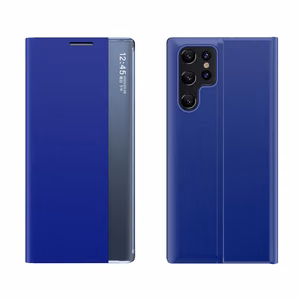 Naujas Sleep dėklas Samsung Galaxy S24 FE su atverčiamu dangteliu ir stovu - mėlynas