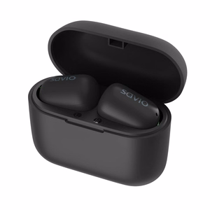 Savio TWS-09 IPX5 belaidės in-ear ausinės muzikai Bluetooth juodos