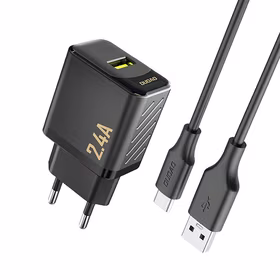 Dudao A23TEU 2.4A GaN USB-A Wall Įkroviklis with USB-A - USB-C Laidas - Juodas